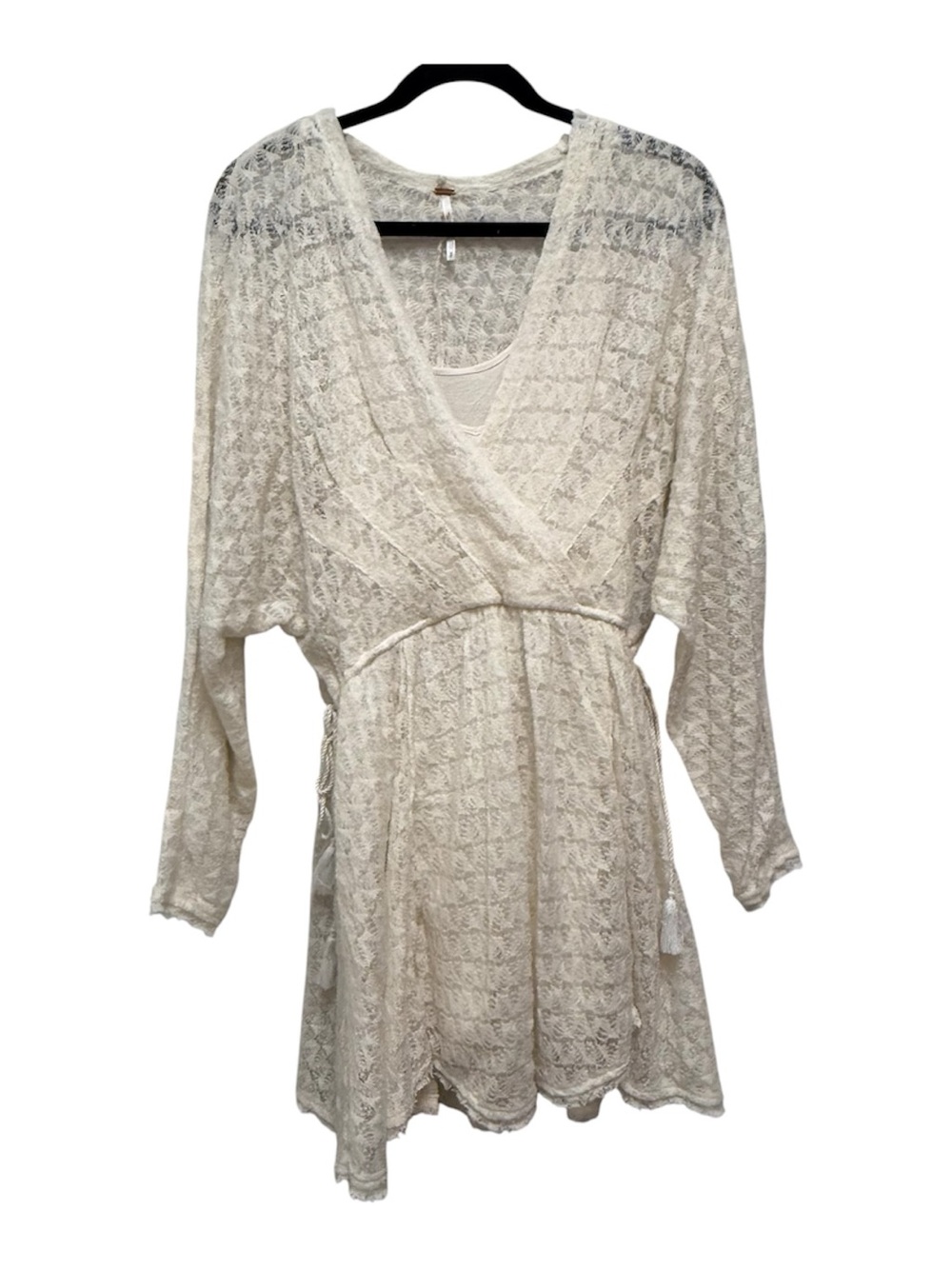 Free People Cream Lace Knit Lightweight Sweater Dress